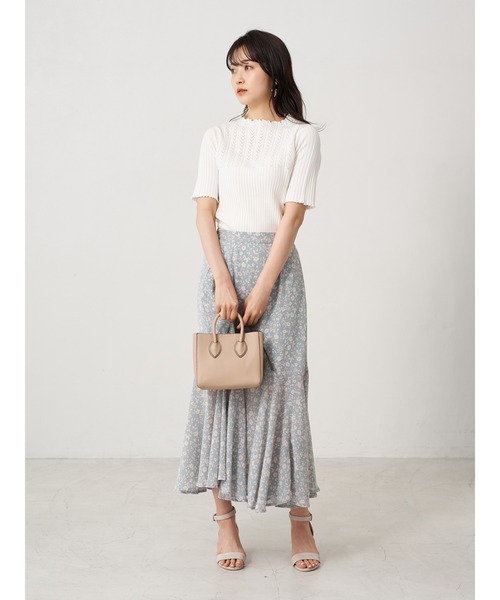 earth music&ecology（アースミュージックアンドエコロジー）の「透かし編みニットプルオーバー(メロー) ＊（ニット/セーター・レディース・ライトグレー/アイボリー/モカ/ピンクベージュ・S/M）」の12枚目の写真