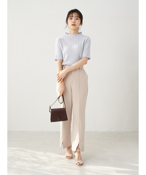 earth music&ecology（アースミュージックアンドエコロジー）の「透かし編みニットプルオーバー(メロー) ＊（ニット/セーター・レディース・ライトグレー/アイボリー/モカ/ピンクベージュ・S/M）」の13枚目の写真