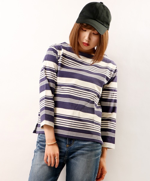 nougatine(ヌガティーヌ)の「【nougatine】ボートネック8分袖プルオーバー(スウェット・レディース・ブラック系その他/ブルー系その他/キャメル・FREE)」の3枚目の写真