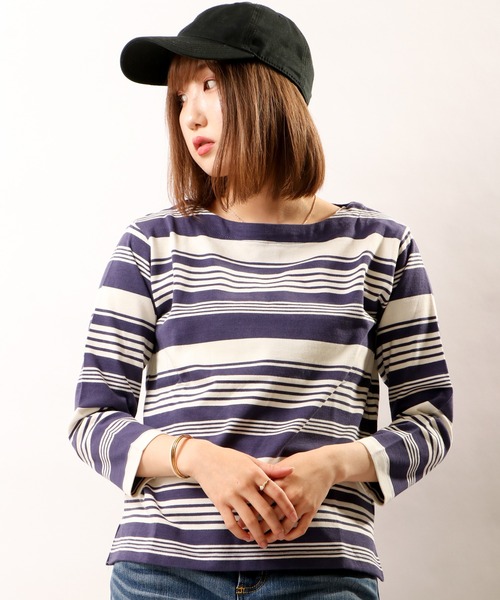 nougatine(ヌガティーヌ)の「【nougatine】ボートネック8分袖プルオーバー(スウェット・レディース・ブラック系その他/ブルー系その他/キャメル・FREE)」の8枚目の写真