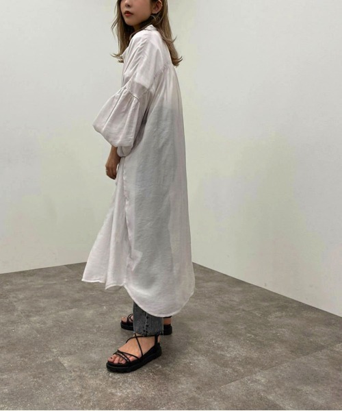 apres jour mignon（アプレジュールミニョン）の「シアーシャツワンピ ース【ZOZOTOWN限定アイテム】（ワンピース・レディース・ブラック/グリーン系その他/ホワイト系その他/パープル・フリー/X-LARGE）」の14枚目の写真