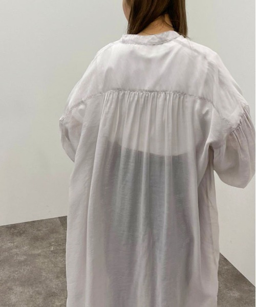 apres jour mignon（アプレジュールミニョン）の「シアーシャツワンピ ース【ZOZOTOWN限定アイテム】（ワンピース・レディース・ブラック/グリーン系その他/ホワイト系その他/パープル・フリー/X-LARGE）」の18枚目の写真