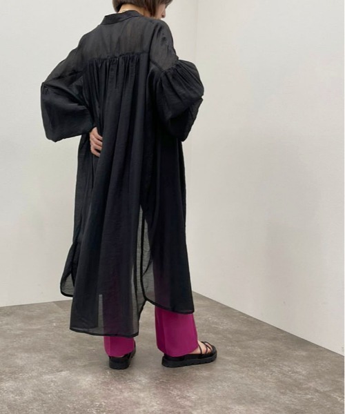 apres jour mignon（アプレジュールミニョン）の「シアーシャツワンピ ース【ZOZOTOWN限定アイテム】（ワンピース・レディース・ブラック/グリーン系その他/ホワイト系その他/パープル・フリー/X-LARGE）」の15枚目の写真