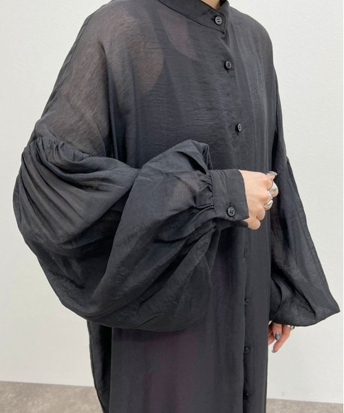 apres jour mignon（アプレジュールミニョン）の「シアーシャツワンピ ース【ZOZOTOWN限定アイテム】（ワンピース・レディース・ブラック/グリーン系その他/ホワイト系その他/パープル・フリー/X-LARGE）」の7枚目の写真