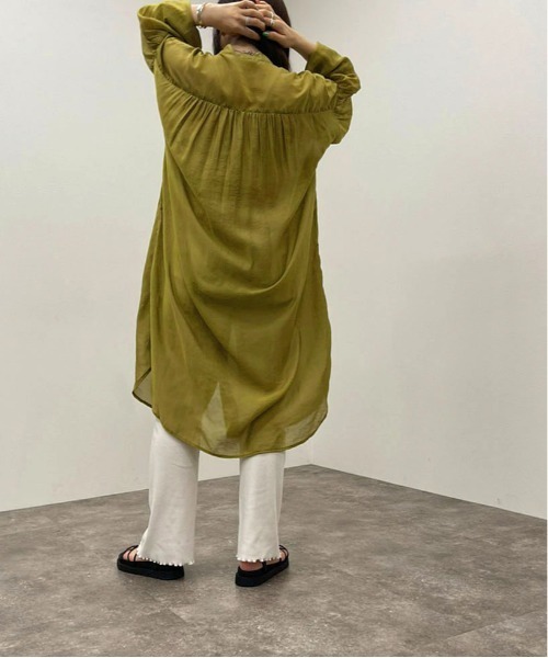 apres jour mignon（アプレジュールミニョン）の「シアーシャツワンピ ース【ZOZOTOWN限定アイテム】（ワンピース・レディース・ブラック/グリーン系その他/ホワイト系その他/パープル・フリー/X-LARGE）」の13枚目の写真