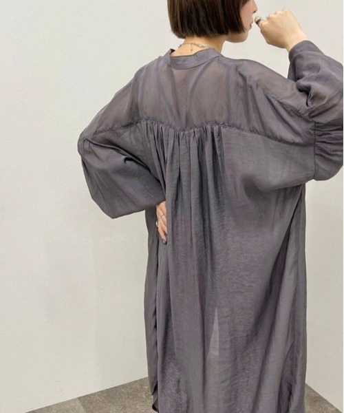 apres jour mignon（アプレジュールミニョン）の「シアーシャツワンピ ース【ZOZOTOWN限定アイテム】（ワンピース・レディース・ブラック/グリーン系その他/ホワイト系その他/パープル・フリー/X-LARGE）」の9枚目の写真