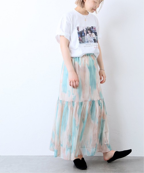 JOINT WORKS（ジョイントワークス）の「J-ヨウリュウプリントティアードスカート（スカート・レディース・オレンジ/サックスブルー・FREE）」の6枚目の写真