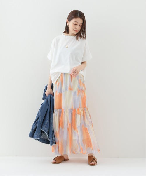 JOINT WORKS（ジョイントワークス）の「J-ヨウリュウプリントティアードスカート（スカート・レディース・オレンジ/サックスブルー・FREE）」の7枚目の写真