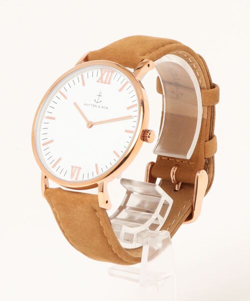 KAPTEN&SON(キャプテンアンドサン)の「【KAPTEN&SON】ゴールド 40mm ブラック レザーバンド(アナログ腕時計・レディース・ライラック/ライトブラウン/ライトブルー/ネイビー・FREE)」の5枚目の写真