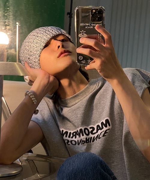 MASONPRINCE（メイソンプリンス）の「【MASONPRINCE】Broad shoulders adhesive label sleeveless t-shirt BX3014（Tシャツ/カットソー・メンズ・ホワイト/ブラック/グレー/グリーン・S/M/L）」の5枚目の写真