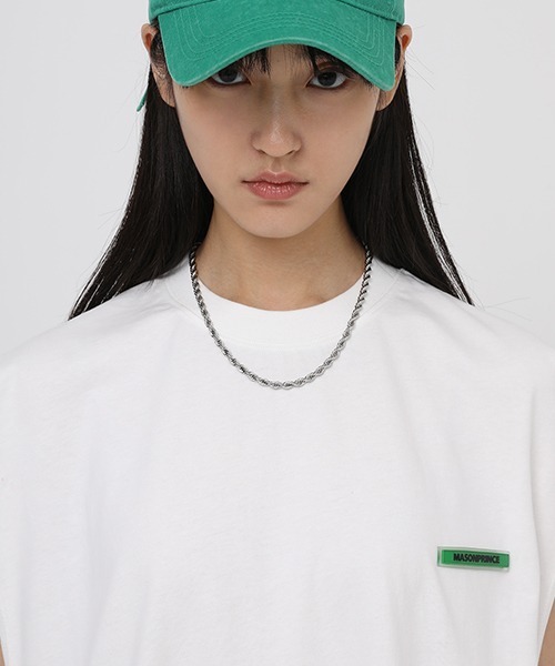 MASONPRINCE（メイソンプリンス）の「【MASONPRINCE】Broad shoulders adhesive label sleeveless t-shirt BX3014（Tシャツ/カットソー・メンズ・ホワイト/ブラック/グレー/グリーン・S/M/L）」の12枚目の写真