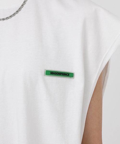 MASONPRINCE（メイソンプリンス）の「【MASONPRINCE】Broad shoulders adhesive label sleeveless t-shirt BX3014（Tシャツ/カットソー・メンズ・ホワイト/ブラック/グレー/グリーン・S/M/L）」の15枚目の写真