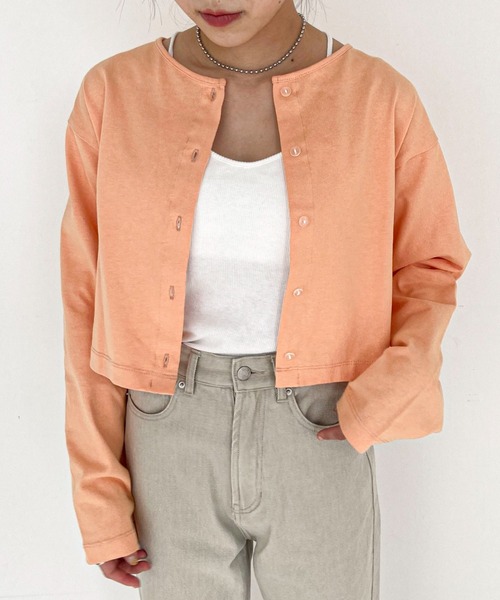 EPIMI E'PIMMY(エピミエピミー)の「コットンチビカーデ(カーディガン/ボレロ・レディース・オレンジ/ミント/ブラック/オフホワイト・MEDIUM)」の4枚目の写真