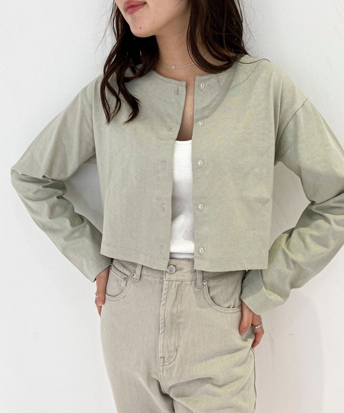 EPIMI E'PIMMY(エピミエピミー)の「コットンチビカーデ(カーディガン/ボレロ・レディース・オレンジ/ミント/ブラック/オフホワイト・MEDIUM)」の3枚目の写真