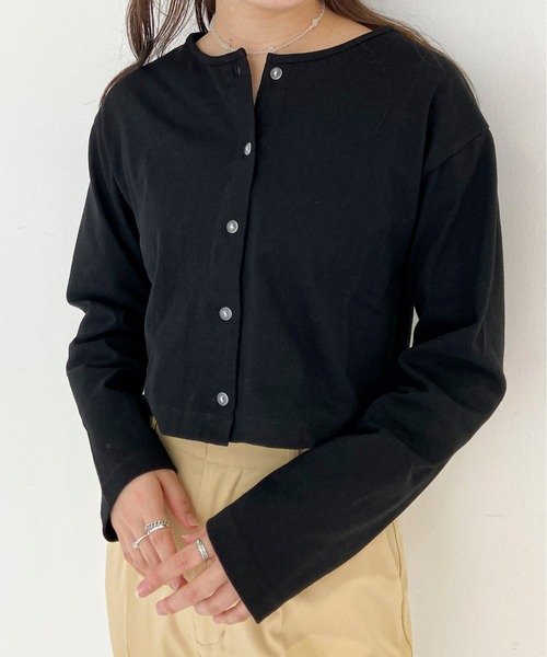 EPIMI E'PIMMY(エピミエピミー)の「コットンチビカーデ(カーディガン/ボレロ・レディース・オレンジ/ミント/ブラック/オフホワイト・MEDIUM)」の7枚目の写真