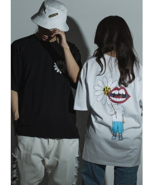 RE730(アールイーセブンサーティー)の「【RE730】なみおくん×マーガレットプリントビッグシルエットTシャツ(Tシャツ/カットソー・メンズ・ブラック/オフホワイト・MEDIUM/LARGE/X-LARGE)」の5枚目の写真