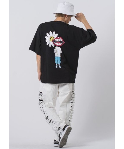 RE730(アールイーセブンサーティー)の「【RE730】なみおくん×マーガレットプリントビッグシルエットTシャツ(Tシャツ/カットソー・メンズ・ブラック/オフホワイト・MEDIUM/LARGE/X-LARGE)」の6枚目の写真