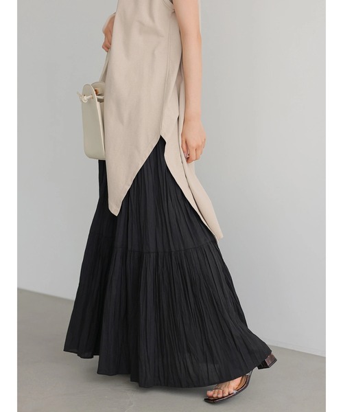 AMERICAN HOLIC(アメリカンホリック)の「丈違いクリンクルフラウンススカート *(スカート・レディース・グレー/ブラック/アイボリー/レッド/ベージュ・M/L)」の3枚目の写真