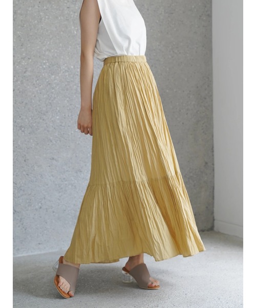 AMERICAN HOLIC(アメリカンホリック)の「丈違いクリンクルフラウンススカート *(スカート・レディース・グレー/ブラック/アイボリー/レッド/ベージュ・M/L)」の11枚目の写真