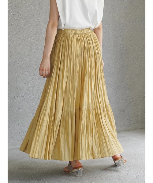 AMERICAN HOLIC(アメリカンホリック)の「丈違いクリンクルフラウンススカート *(スカート・レディース・グレー/ブラック/アイボリー/レッド/ベージュ・M/L)」の6枚目の写真