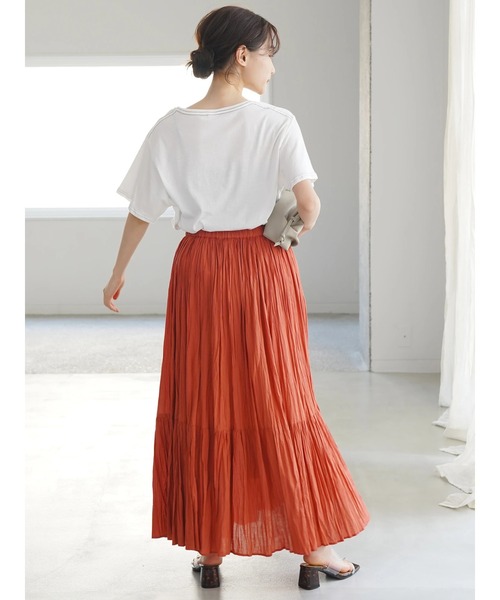 AMERICAN HOLIC(アメリカンホリック)の「丈違いクリンクルフラウンススカート *(スカート・レディース・グレー/ブラック/アイボリー/レッド/ベージュ・M/L)」の7枚目の写真