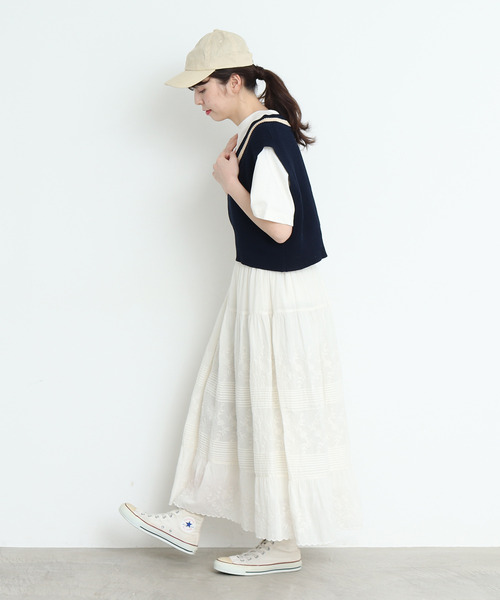CHILD WOMAN(チャイルドウーマン)の「綿リリヤン チルデンショートベスト(ベスト・レディース・ネイビー系/アイボリー/ブラウン/ネイビー・FREE)」の8枚目の写真