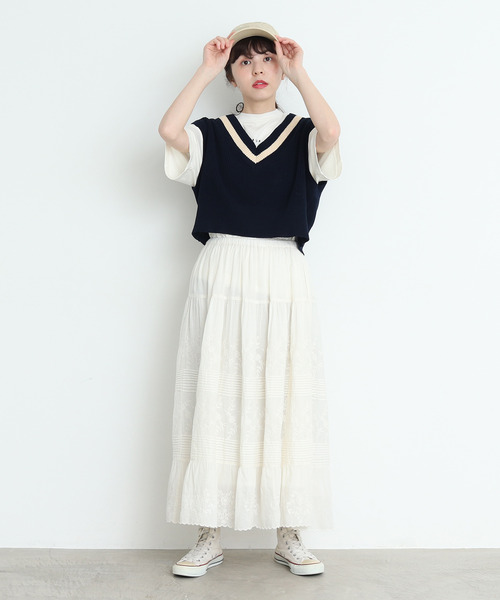CHILD WOMAN(チャイルドウーマン)の「綿リリヤン チルデンショートベスト(ベスト・レディース・ネイビー系/アイボリー/ブラウン/ネイビー・FREE)」の10枚目の写真