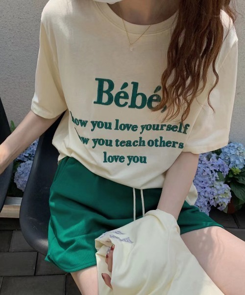 ABITOKYO（アビトーキョー）の「カラーロゴ刺繍カットソー（Tシャツ/カットソー・レディース・ホワイト/ライトブルー/ブラック/ベージュ/ネイビー/グレー/ピンク/ホワイト系その他/グリーン・FREE）」の7枚目の写真