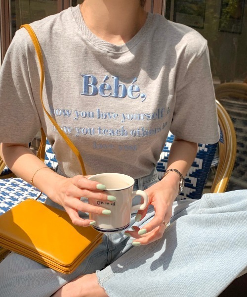 ABITOKYO（アビトーキョー）の「カラーロゴ刺繍カットソー（Tシャツ/カットソー・レディース・ホワイト/ライトブルー/ブラック/ベージュ/ネイビー/グレー/ピンク/ホワイト系その他/グリーン・FREE）」の13枚目の写真