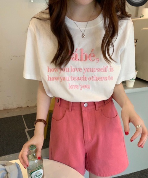 ABITOKYO（アビトーキョー）の「カラーロゴ刺繍カットソー（Tシャツ/カットソー・レディース・ホワイト/ライトブルー/ブラック/ベージュ/ネイビー/グレー/ピンク/ホワイト系その他/グリーン・FREE）」の19枚目の写真