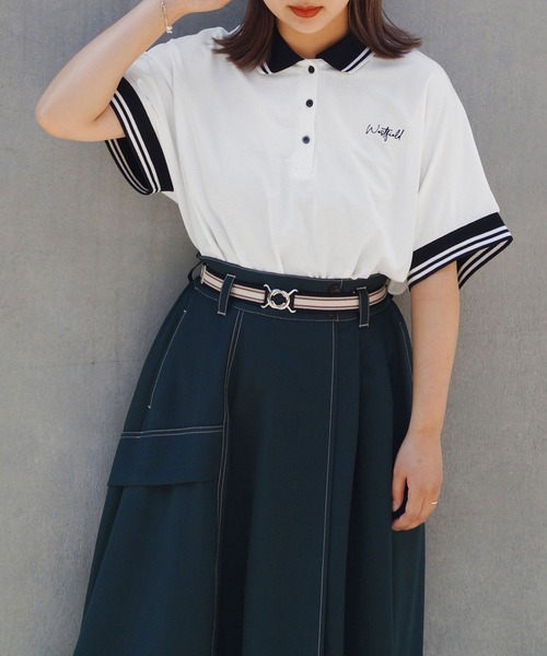 179/WG(イチナナキュウダブルジー)の「ビッグシルエットポロシャツ(ポロシャツ・レディース・ピンク/ブルー/オフホワイト・FREE)」の2枚目の写真