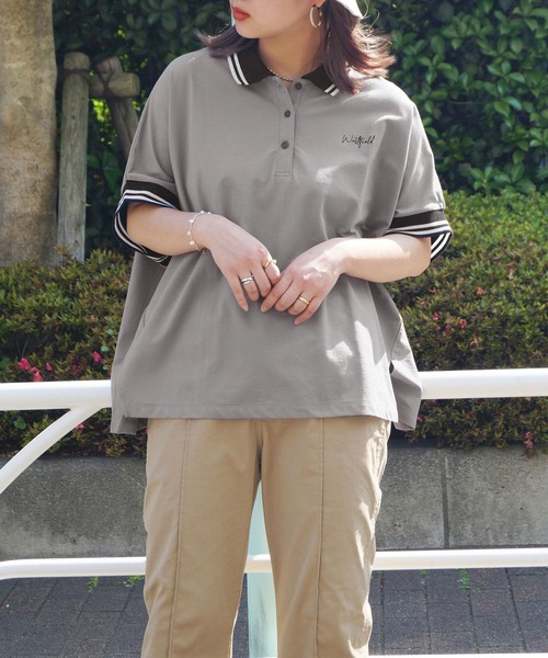 179/WG(イチナナキュウダブルジー)の「ビッグシルエットポロシャツ(ポロシャツ・レディース・ピンク/ブルー/オフホワイト・FREE)」の1枚目の写真