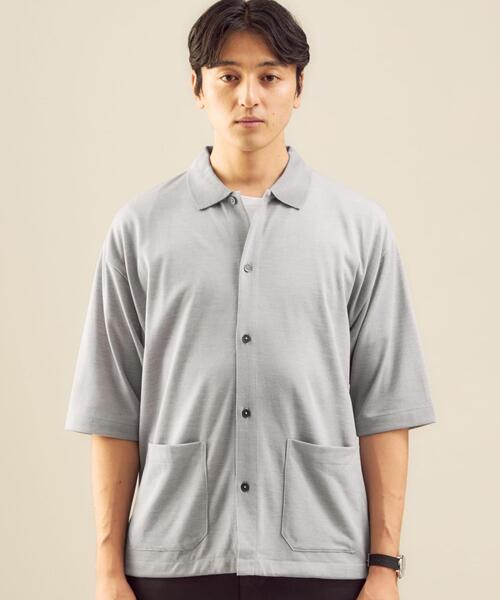 green label relaxing（グリーンレーベルリラクシング）の「OLT＜green label relaxing＞ドライ ウールミックス 前開き ポロシャツ -吸水速乾・ウォッシャブル-（ポロシャツ・メンズ・ターコイズブルー/ブラック/ライトグレー・SMALL/MEDIUM/LARGE）」の9枚目の写真