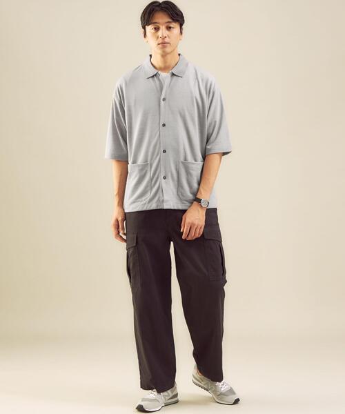 green label relaxing（グリーンレーベルリラクシング）の「OLT＜green label relaxing＞ドライ ウールミックス 前開き ポロシャツ -吸水速乾・ウォッシャブル-（ポロシャツ・メンズ・ターコイズブルー/ブラック/ライトグレー・SMALL/MEDIUM/LARGE）」の4枚目の写真