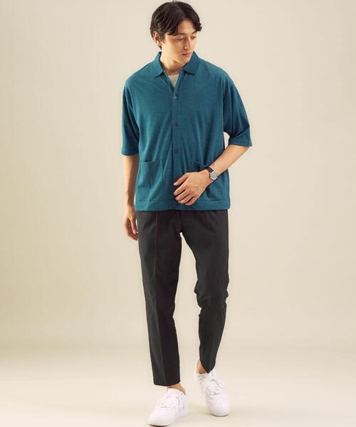 green label relaxing（グリーンレーベルリラクシング）の「OLT＜green label relaxing＞ドライ ウールミックス 前開き ポロシャツ -吸水速乾・ウォッシャブル-（ポロシャツ・メンズ・ターコイズブルー/ブラック/ライトグレー・SMALL/MEDIUM/LARGE）」の6枚目の写真