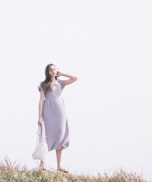 CAMILLE EAU（カミーユオー）の「バックリボンガーゼタッチワンピース（ワンピース・レディース・ブルー/ラベンダー/チェック・MEDIUM）」の9枚目の写真