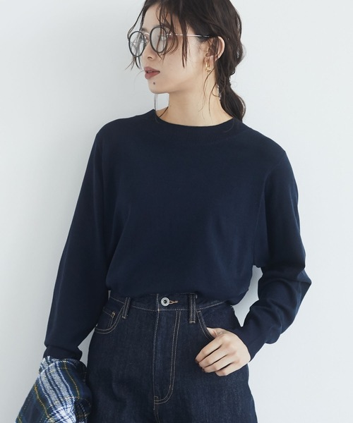 Green Parks(グリーンパークス)の「シアバター クルーネックニットプルオーバー*(ニット/セーター・レディース・ネイビー/レッド/グリーン/アイボリー/杢グレー/グレイッシュベージュ・FREE)」の5枚目の写真