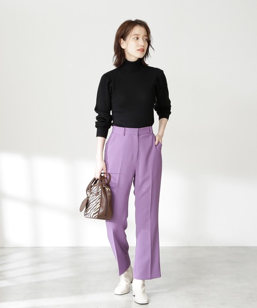 N.（N. Natural Beauty Basic）（エヌエヌナチュラルビューティーベーシック）の「◆ウールベーシックパワショルタートルネックニット（ニット/セーター・レディース・オフホワイト/ブラック/ライトグリーン/パープル系その他/レッド・MEDIUM）」の8枚目の写真