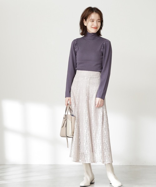 N.（N. Natural Beauty Basic）（エヌエヌナチュラルビューティーベーシック）の「◆ウールベーシックパワショルタートルネックニット（ニット/セーター・レディース・オフホワイト/ブラック/ライトグリーン/パープル系その他/レッド・MEDIUM）」の12枚目の写真