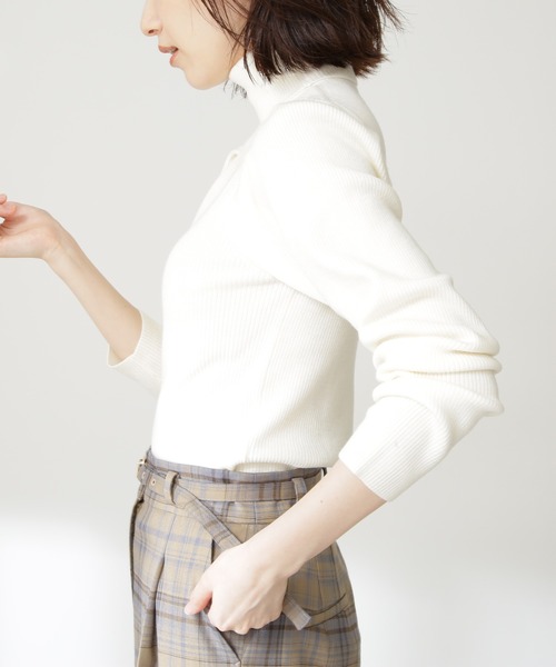 N.（N. Natural Beauty Basic）（エヌエヌナチュラルビューティーベーシック）の「◆ウールベーシックパワショルタートルネックニット（ニット/セーター・レディース・オフホワイト/ブラック/ライトグリーン/パープル系その他/レッド・MEDIUM）」の19枚目の写真