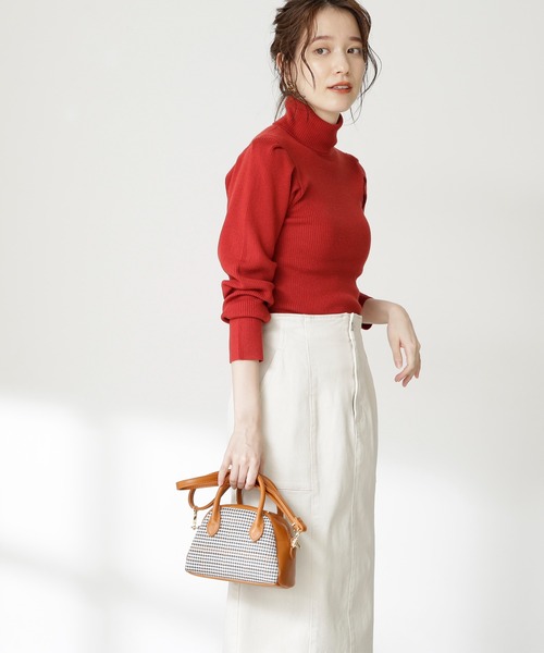 N.（N. Natural Beauty Basic）（エヌエヌナチュラルビューティーベーシック）の「◆ウールベーシックパワショルタートルネックニット（ニット/セーター・レディース・オフホワイト/ブラック/ライトグリーン/パープル系その他/レッド・MEDIUM）」の15枚目の写真