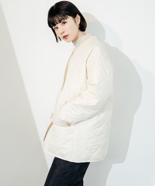 Ressaca（レサーカ）の「オーバーサイズ ノーカラー ミリタリー中綿キルティングジャケット フェイクレザー / コーデュロイ / ポリ（ダウンジャケット/コート・メンズ・ブラック/ベージュ/オフホワイト/オリーブ/ブラック系・M/L/XL）」の19枚目の写真