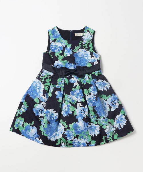 KP（ケーピー）の「スラブグログラン花プリントのジャンパースカート（スーツスカート・キッズ・イエロー/ネイビー・120cm/130cm）」の2枚目の写真