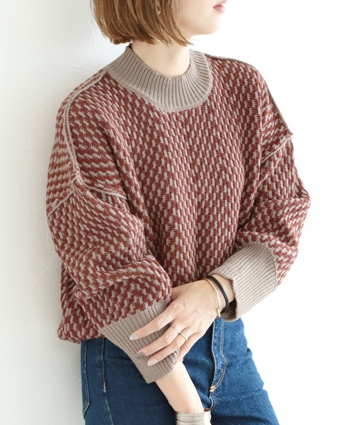 reca(レカ)の「バイカラージャガードニットプルオーバー(ニット/セーター・レディース・ベージュ/アイボリー・M)」の5枚目の写真