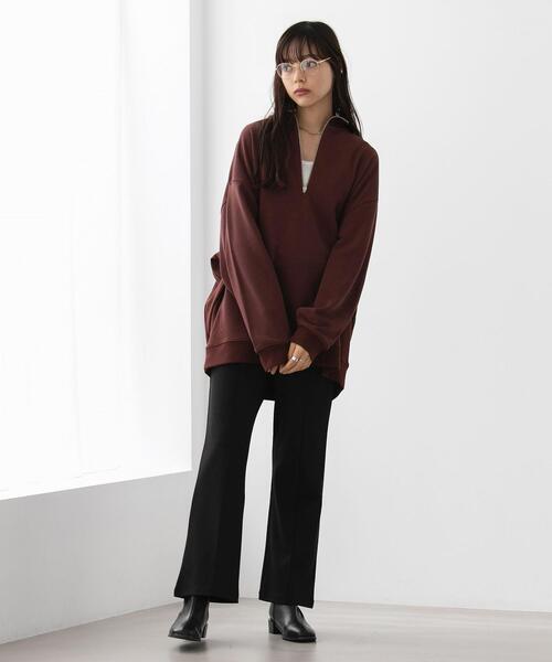 FEELING MADE（フィーリングメイド）の「FEELING MADE ストレッチポンチ セミフレア パンツ <UNISEX>（その他パンツ・レディース・ワインレッド/ベージュ/ブラック・S/M/L）」の11枚目の写真