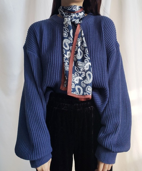 me+em select（ミームセレクト）の「※【 9色展開 】シルクタッチペイズリーロングスカーフ（バンダナ/スカーフ・レディース・アイボリー/ブラック/ブラウン/ネイビー/レッド/イエロー/ベージュ/ブルー/ホワイト・FREE）」の6枚目の写真