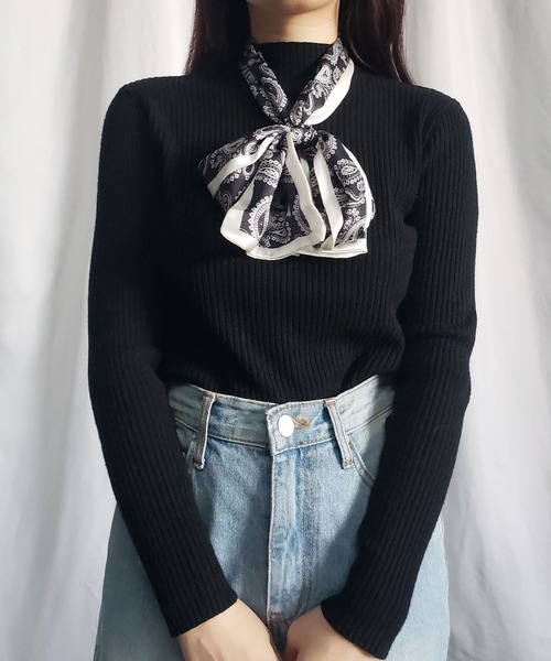 me+em select（ミームセレクト）の「※【 9色展開 】シルクタッチペイズリーロングスカーフ（バンダナ/スカーフ・レディース・アイボリー/ブラック/ブラウン/ネイビー/レッド/イエロー/ベージュ/ブルー/ホワイト・FREE）」の17枚目の写真