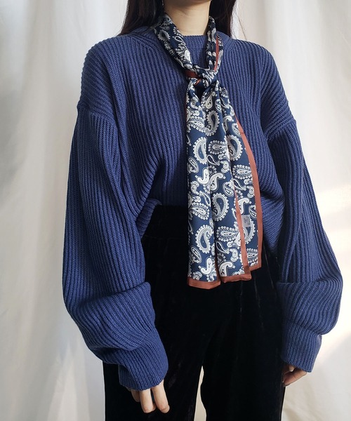 me+em select（ミームセレクト）の「※【 9色展開 】シルクタッチペイズリーロングスカーフ（バンダナ/スカーフ・レディース・アイボリー/ブラック/ブラウン/ネイビー/レッド/イエロー/ベージュ/ブルー/ホワイト・FREE）」の10枚目の写真