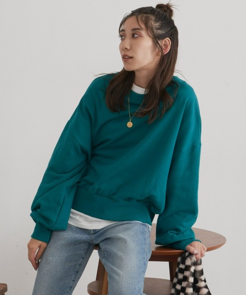 Auntie Rosa Holiday(アンティローザホリデー)の「ボリュームスリーブスウェットプルオーバー(スウェット・レディース・グレー/グリーン/アイボリー/ライトピンク/ブルー/オレンジ/ピンク/イエロー/ライトグレー/ホワイト・FREE)」の14枚目の写真