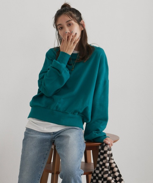 Auntie Rosa Holiday(アンティローザホリデー)の「ボリュームスリーブスウェットプルオーバー(スウェット・レディース・グレー/グリーン/アイボリー/ライトピンク/ブルー/オレンジ/ピンク/イエロー/ライトグレー/ホワイト・FREE)」の15枚目の写真
